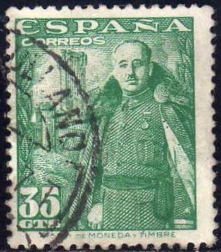 Z Vendido ESPAÑA 1948 1026 Sello General Franco y Castillo de la Mota 35c Usado Espana Spain Espagne Spagna Spanje Spanien 
